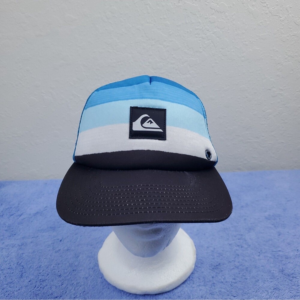 Quiksilver Blue Stripe Mesh Trucker Hat Snapback Surf Skate Cap